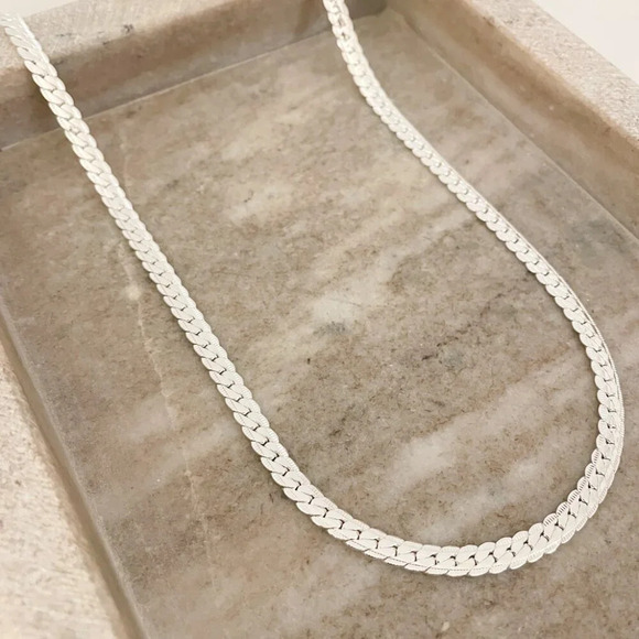 925 Sterling Silver Snake Chain Necklace Herringbone Necklace Chain 6 MM - Picture 2 of 7